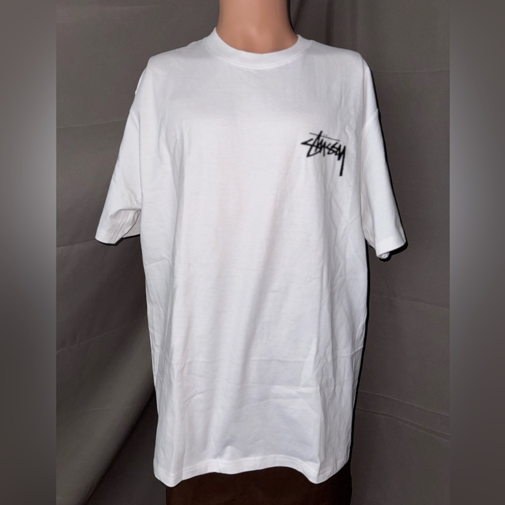 Stussy White Fuzzy Dice T Shirt Size Large NWT